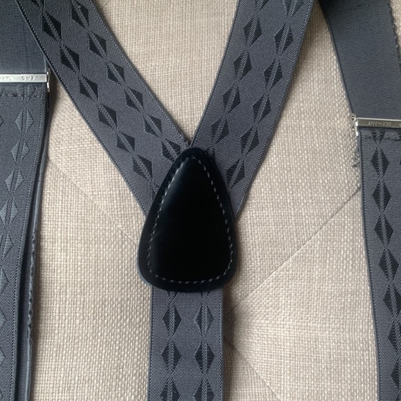 CAS Germany Grey Geometric Pattern Men’s Suspenders - Picture 4 of 6